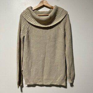 Fashion Nova Cowl Neck Chunky Knit Sweater Beige Size XS